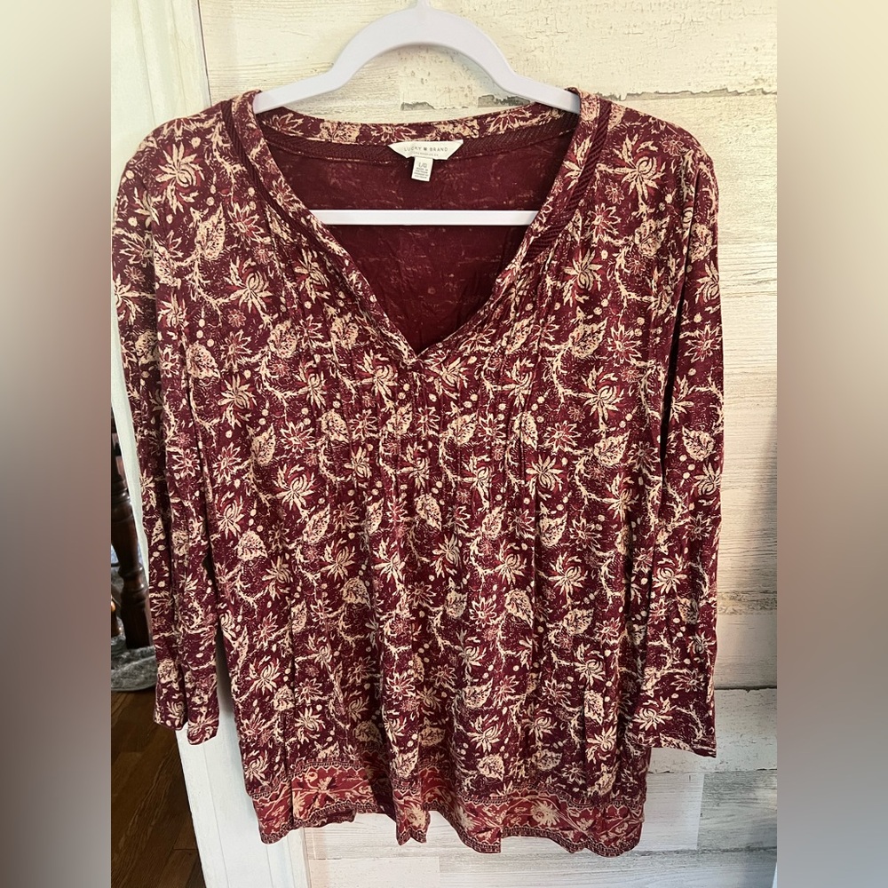 Lucky Brand Burgundy Floral Blouse
